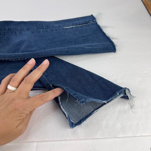 Hudson Bacara Straight Flood Split Raw Cuff Flap Pockets Women's Blue Jeans 27 - Picture 11 of 15